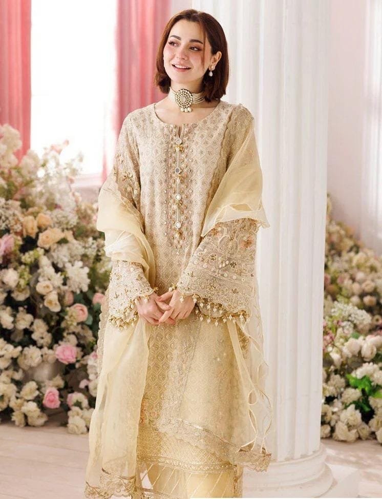stitched luxury chiffon suit 3 piece