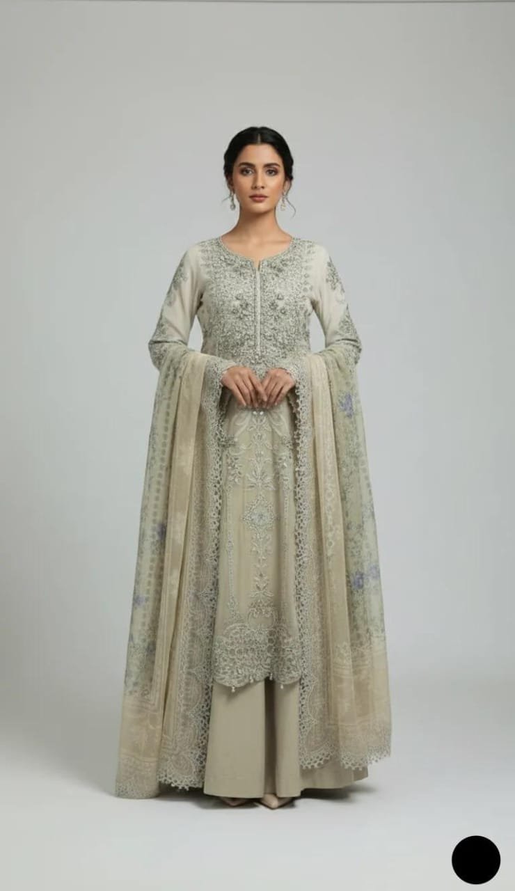stitched luxury chiffon suit 3 piece