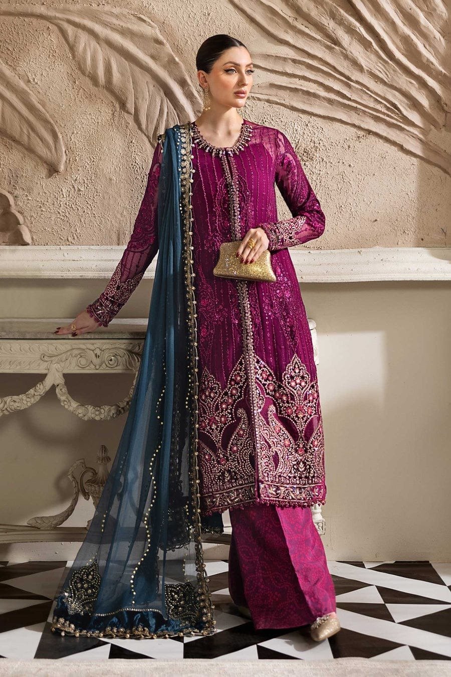 stitched chiffon suit 3 piece