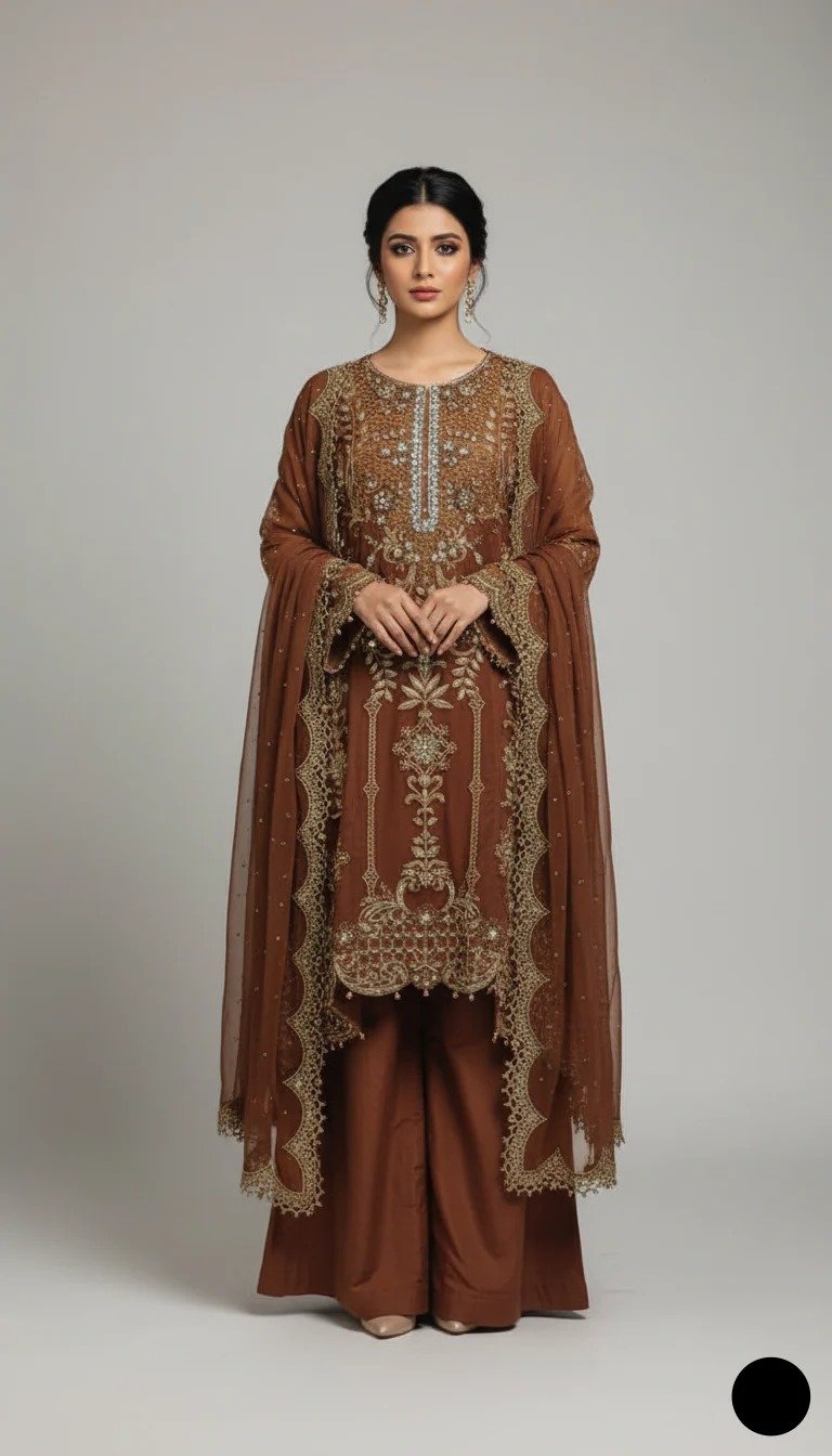 stitched chiffon suit 3 piece