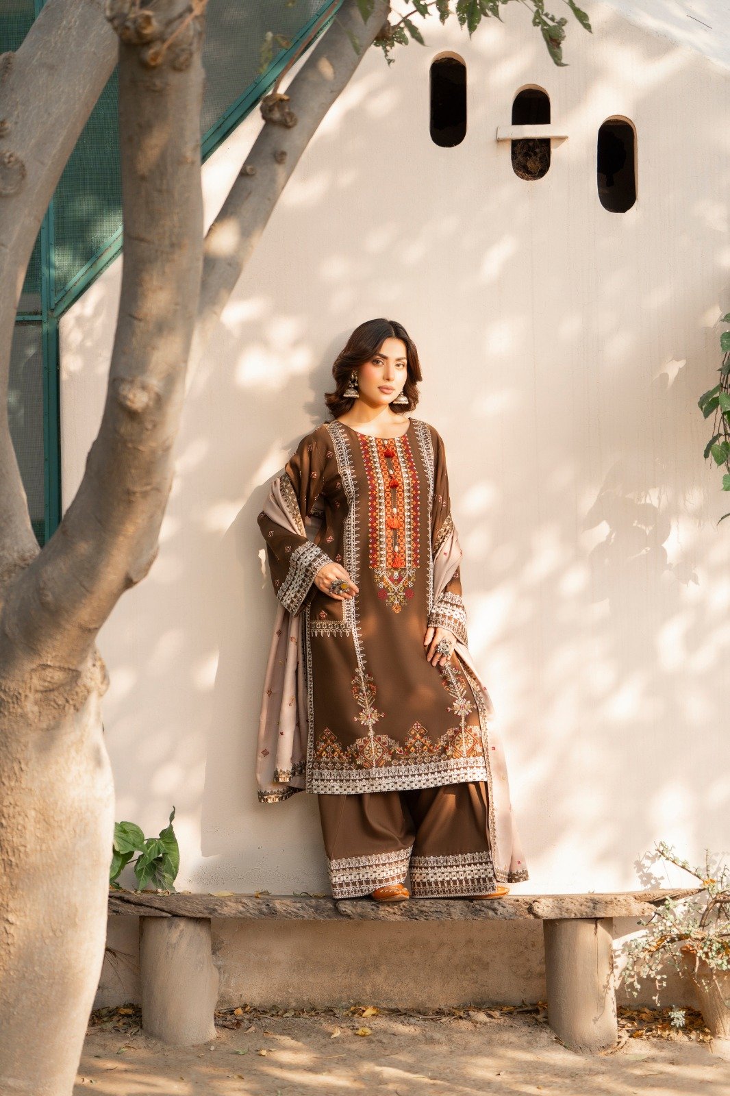 stitched embroidered kotrai suit 3 piece